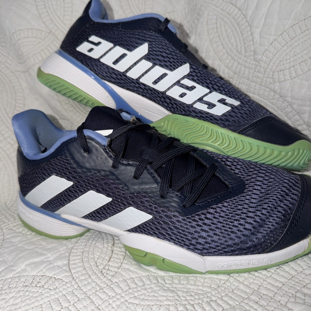 Adidas‎ Barricade Youth Sz 6 Tennis Pickleball Active Navy, Lime, Blue Shoes
